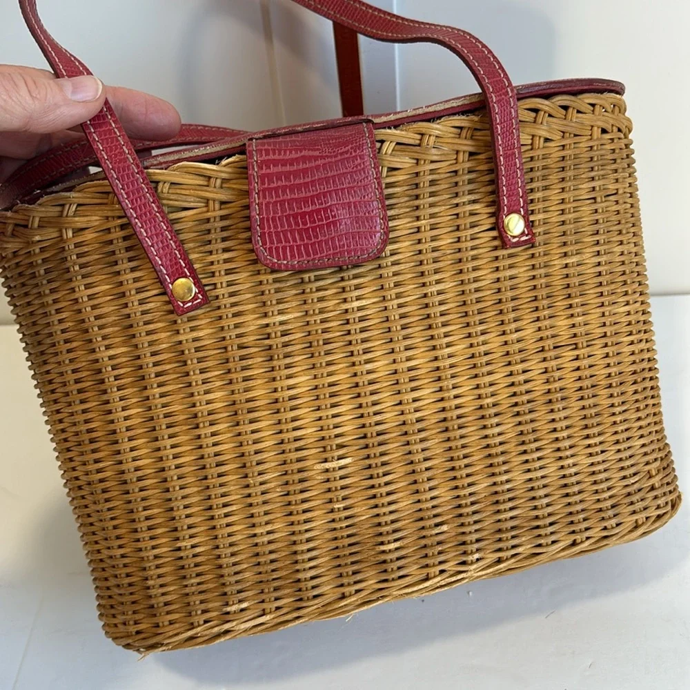 Vintage Y2K Bath & Body Works Wicker Handbag, Red Lid Double Top Handle Bag, Wic